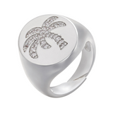 CZ Palm Tree Signet Ring