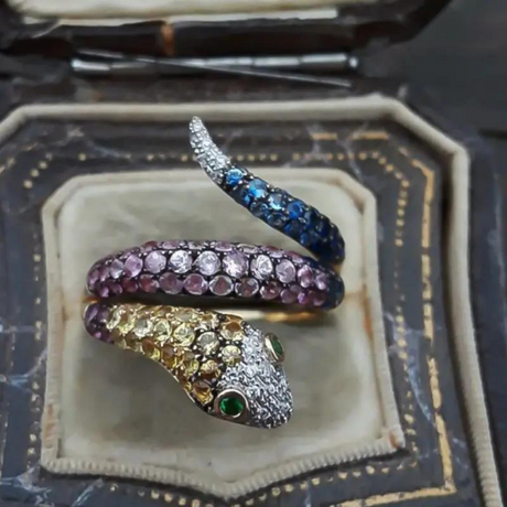 Gold Plated Copper CZ Serpent Ring