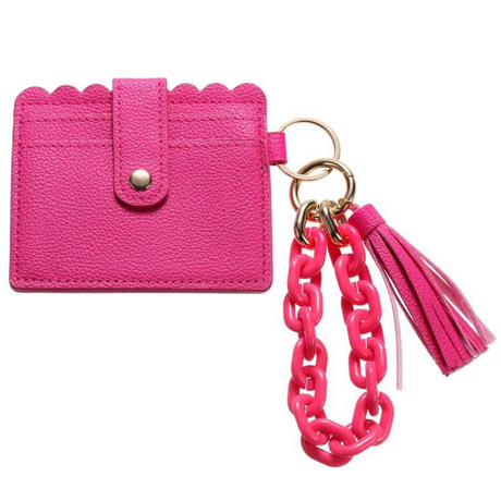 Scallop Edged Key and Card Keeper Chunky Chain Wristlet
