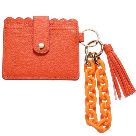 Scallop Edged Key and Card Keeper Chunky Chain Wristlet